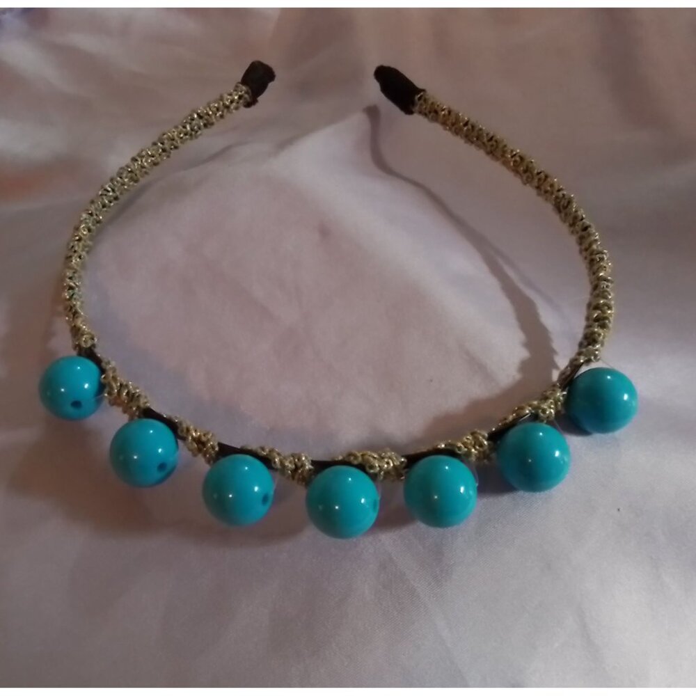 Vintage Headband With Turquoise Beads